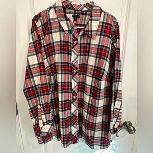 Talbots 3x Red Plaid Button Down with Glitter Stitching